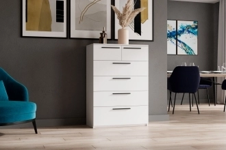 Комод Синтра в белом цвете с гладкими фасадами