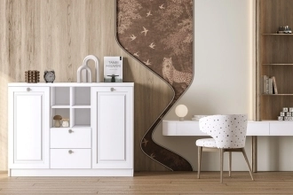 Комод Банни-3 в белом цвете с глянцевыми фасадами