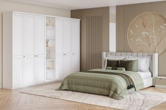 Шкаф распашной София РАХ-10 в белом цвете с гладкими фасадами