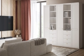 Шкаф распашной София РАХ-10 в белом цвете с гладкими фасадами