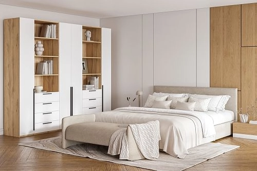 Шкаф распашной Хейсон-4 Белый Дуб Золотистый - фото 1