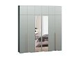 Шкаф распашной Солфорд 6 с антресолью с зеркалами Зеленый айсберг