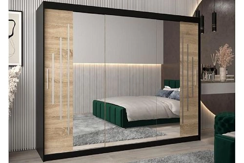 Шкаф-купе Валмиера-6 NEW Черный/Дуб Сонома - фото 1