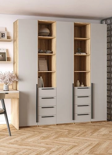 Шкаф распашной Хейсон-15 Кашемир Блэквуд Ячменный - фото 2