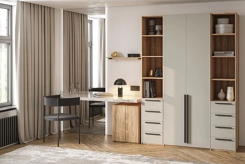 Шкаф распашной Хейсон-25 Кашемир Блэквуд Ячменный - фото 1