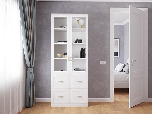 Книжный шкаф Библиограф 2.4 Квадро Белый - фото 1